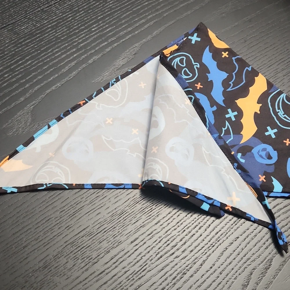 Halloween Themed Pet Bandana Bats & Pumpkins Blue